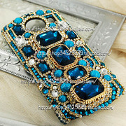 中世纪皇族蓝宝石水钻适用于美图V4/iPhone12 13背壳手机壳