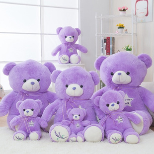 紫色薰衣草小熊公仔，毛绒玩具抱抱熊泰迪熊，玩偶女生生日礼物布娃娃