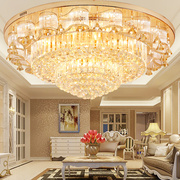 大气圆形水晶吸顶灯奢华长方形，1.2米别墅客厅大厅，餐厅三色led灯具