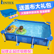 INTEX支架游泳池大型管架水池成人儿童加厚简易戏水池养鱼池