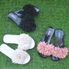 韩版时尚女士小香风，海胆花朵平底平跟舒适塑料一字凉拖鞋