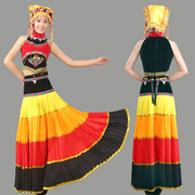 彝族舞蹈服装演出服彝族服装女装彝族舞蹈大摆裙火把节演出服装