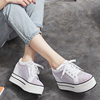 夏季韩版学生厚底坡跟小白鞋镂空内增高10cm女鞋网纱低帮松糕单鞋