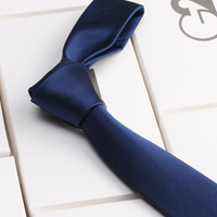 男士领带男商务正装真丝，韩版窄款6cm深蓝色，结婚领带女