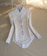 秋装工装韩版显瘦OL职业女式衬衣长袖短袖秋白色连体衬衫