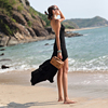 适合海边拍照的裙子女度假连衣裙，黑色露背吊带，海滩高级感沙滩长裙