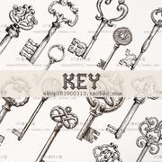 华丽装饰复古钥匙PNG免抠EPS矢量图设计印刷设计素材AI1209