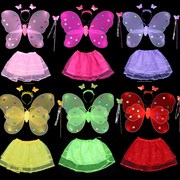 天使蝴蝶翅膀三件套儿童，演出服装道具仙女，魔法棒表演翅膀玩具