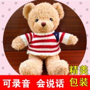 韩版能录音会说话国旗毛衣情侣泰迪熊毛绒玩具公仔送女友生日礼物