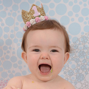 欧美婴儿头饰宝宝头花发带新生儿可爱拍照发饰生日1周岁派对