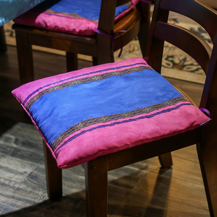 麂皮绒洗水棉芯椅垫坐垫罗汉床垫套飘窗垫沙发垫套布艺蓝色玫红椅