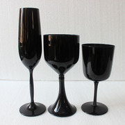 黑色红酒杯水晶玻璃香槟杯，彩色酒杯摆件，葡萄酒杯黑色玻璃高脚杯