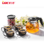 紫丁香耐热玻璃茶壶不锈钢过滤茶具套装家用花茶壶餐厅茶杯冲茶壶