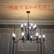 美式复古灯创意客厅灯，现代简约楼梯，双层轻奢法式蜡烛餐厅卧室吊灯