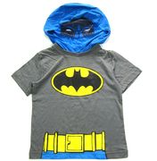 儿童宝宝男童男孩英雄蝙蝠侠卡通造型连帽短袖圆领T恤3-6岁