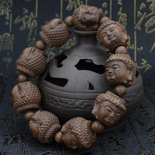 越南沉香木血龙木黑木，雕刻貔貅四面佛十八罗汉佛珠，手串108颗手链