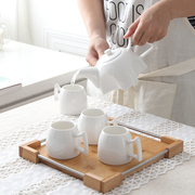 定制欧式创意冷水壶套装耐热陶瓷茶壶配竹托晒凉白开水家用冷水壶