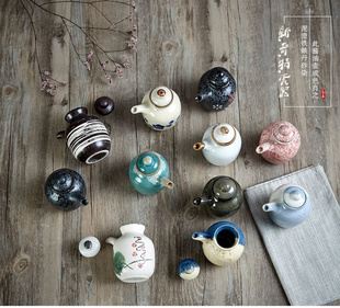 创意日式和风餐厅餐具手绘油壶调料瓶醋瓶酱油瓶调味罐色釉陶瓷