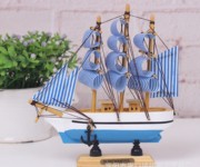 生日蛋糕装饰摆件地中海装饰木质，帆船模型摆件，帆船手工创意