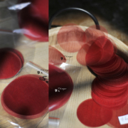 正圆形真丝绡片-100%桑蚕丝，图形肌理素材多规格正红色1包价