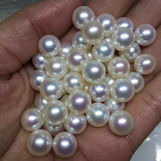 DIY配件 5A级淡水珍珠裸珠颗粒散珠 正圆无暇强光 白色6-12mm