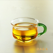 加厚玻璃茶杯功夫茶杯玻璃茶具，品茗杯带把花，茶杯咖啡杯小茶杯