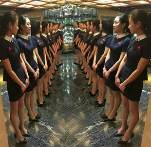 女装套裙2017短袖空姐制服职业套装美容师工作服酒店酒吧女服务员