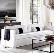 美国RH现代简约客厅家用可拆洗亚麻布艺三人沙发美式复古单人沙发