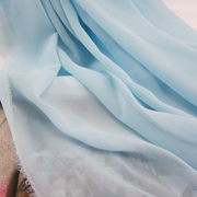 服装布料浅蓝水蓝色柔软珍珠雪纺略透长短裙连衣裙衬衫套装面料