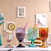zakka杯子复古雕玻璃杯子，家用喝水夏日冰杯水杯酒吧杯子日韩