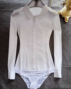 2020秋冬POLO通勤修身韩版连体女士长袖女式衬衣纯色白色衬衫