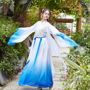 成人汉服女中国风改良古装女长袖雪纺长裙仙气汉服演出服