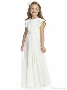 白色雪纺长裙少女礼服，大童钢琴演出古筝，表演校园比赛礼服日常可穿