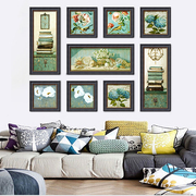 现代简约美式田园花鸟装饰画客厅沙发背景照片墙，卧室餐厅组合挂画