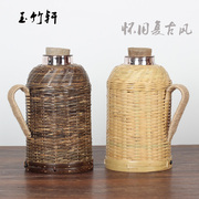 竹皮暖壶 复古怀旧 紫竹编热水瓶壳套保温暖瓶古代纯手工编竹制品
