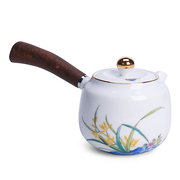 茶先生德化白瓷茶壶陶瓷，侧把壶青花泡，茶壶普洱功夫茶壶家用茶具