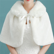 新娘婚纱毛披肩女冬季保暖婚礼白色斗篷旗袍红色大码披风外搭配饰
