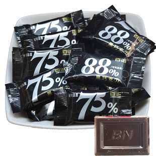 上海百诺纯可可脂黑巧克力苦醇纯黑偏苦75%88%排块巧克力零食散装