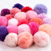 diy饰品配件材料6cm红色紫色，獭兔毛球发簪头饰发夹一个价