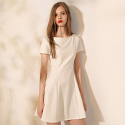 zonefive白色小礼服裙简约短袖，小白裙领证裙子，毕业品质连衣裙女