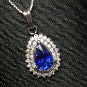 印度克什米尔矢车菊蓝宝石吊坠18k镶嵌钻石 主石2.23ct颜色自己看