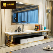 不锈钢后现代金色大理石电视柜，现代简约电视柜，茶几组合客厅地柜