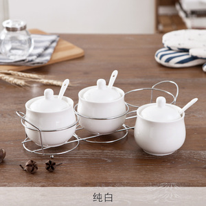 创意陶瓷调味罐调味料罐套装佐料盒调味盒盐罐调味瓶罐三件套带盖
