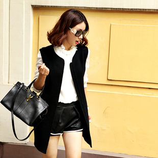 秋装新款 前卫时尚重磅<em>织</em>羊毛黑色简约率性长