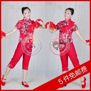 短装好日子开门红<em>辣妹子</em>秧歌<em>舞蹈服装</em>扇子舞扭