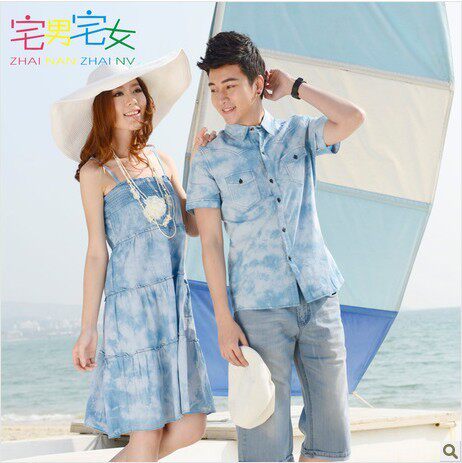 宅男宅女新款ql<em>情侣装</em>夏装连衣裙<em>男衬衣女裙子</em>
