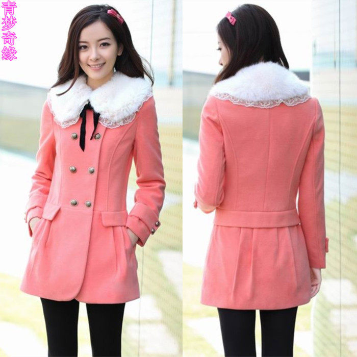 阿依莲2013秋冬新品韩版初中学生<em>少女</em>风衣毛