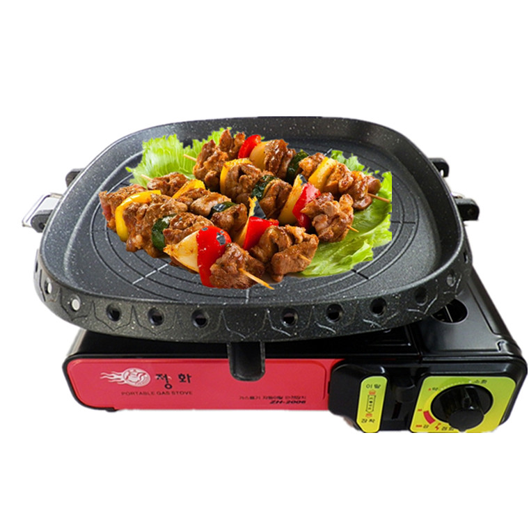 韩式烤肉炉方麦饭石烤盘烤肉锅卡式炉便携烧烤炉韩国煎锅烧烤机气