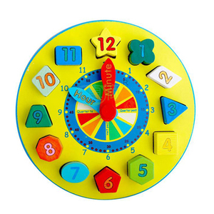 彩色时钟积木 数字形状时钟 益智玩具配对认知