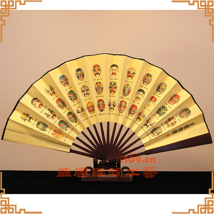 中国特色创意工艺扇子绢面折扇三十六京剧脸谱带简介出国商务礼品